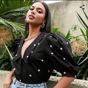 ASOS Vneck Collar Blouse - Spot Print - us 14 - BNWT